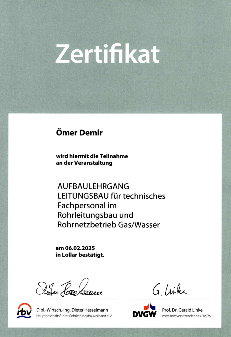 F&D GmbH Zertifikat 10
