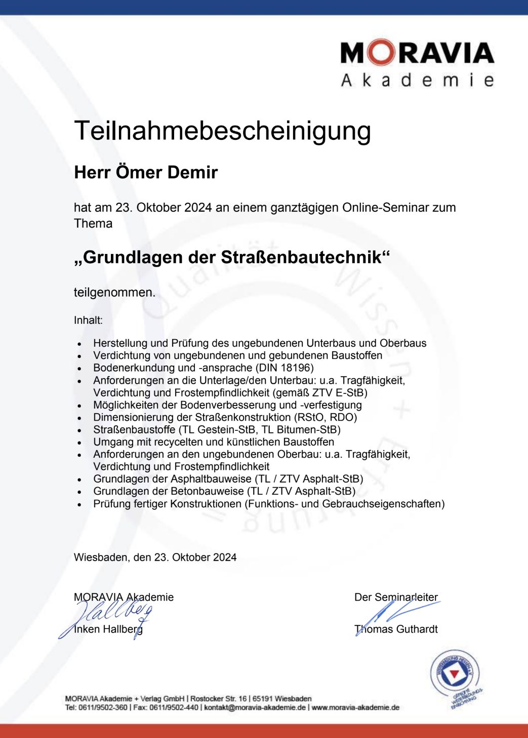 F&D GmbH Zertifikat 13