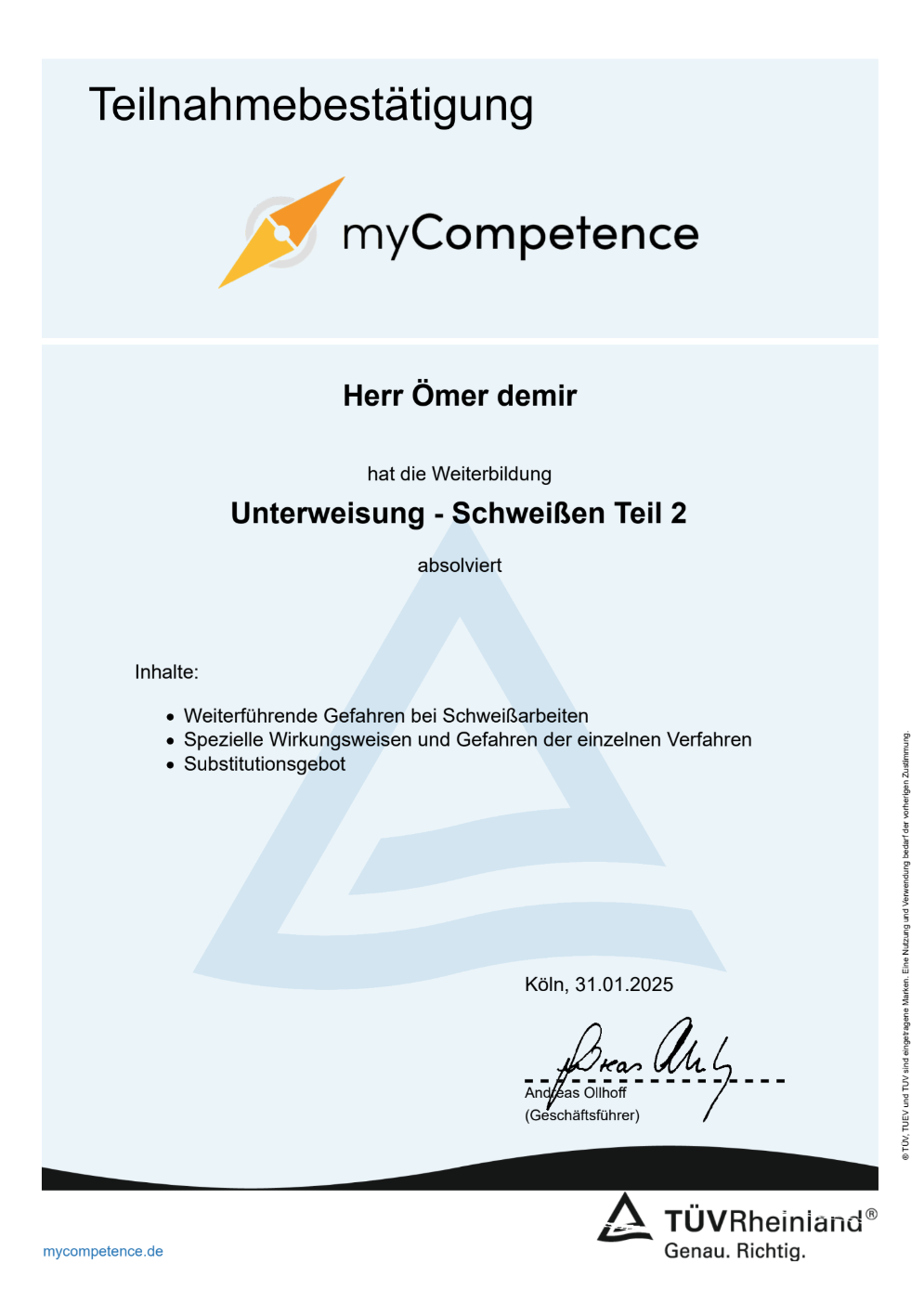 F&D GmbH Zertifikat 19