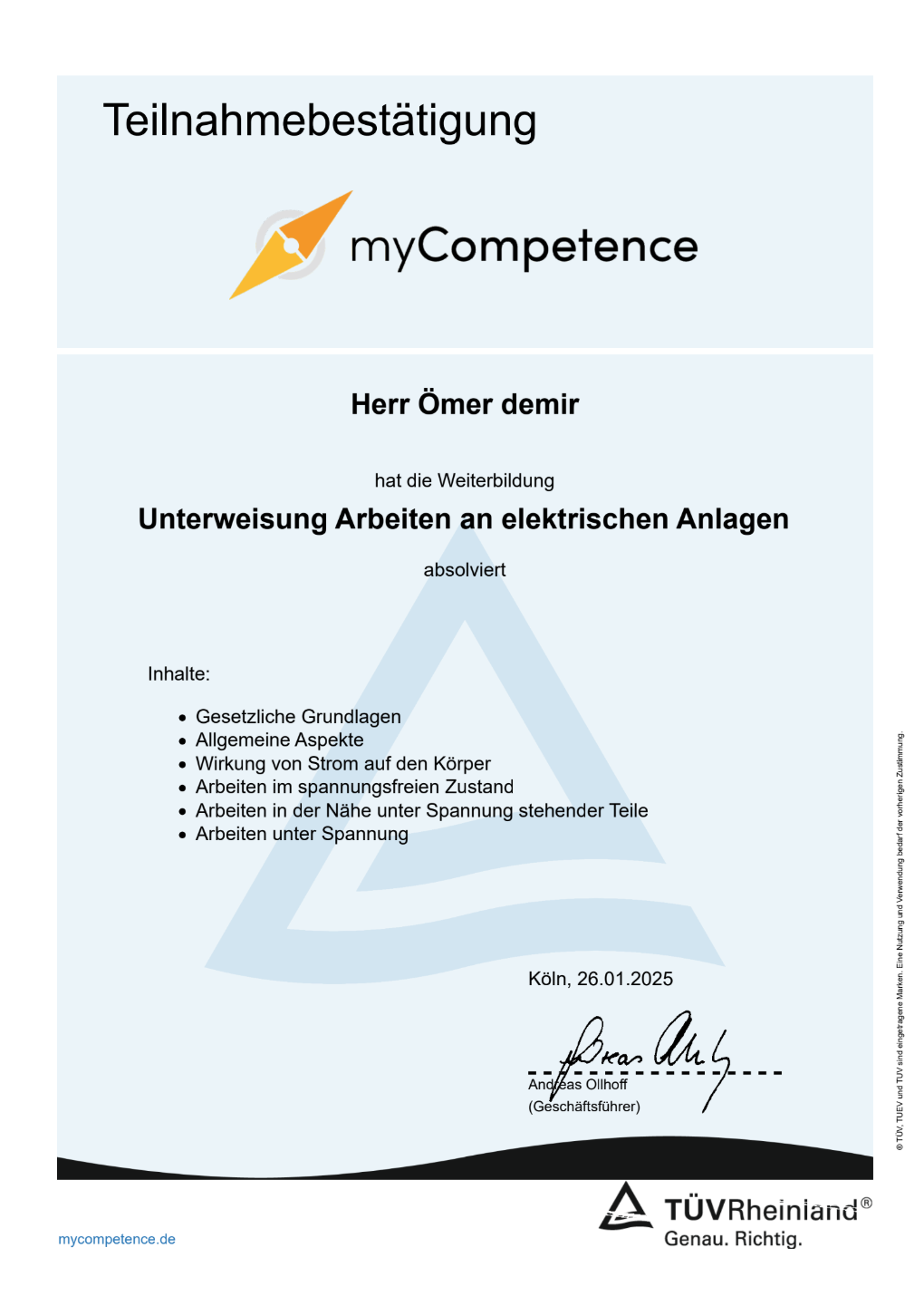 F&D GmbH Zertifikat 20