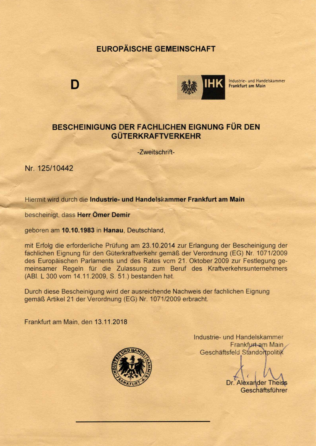 F&D GmbH Zertifikat 6