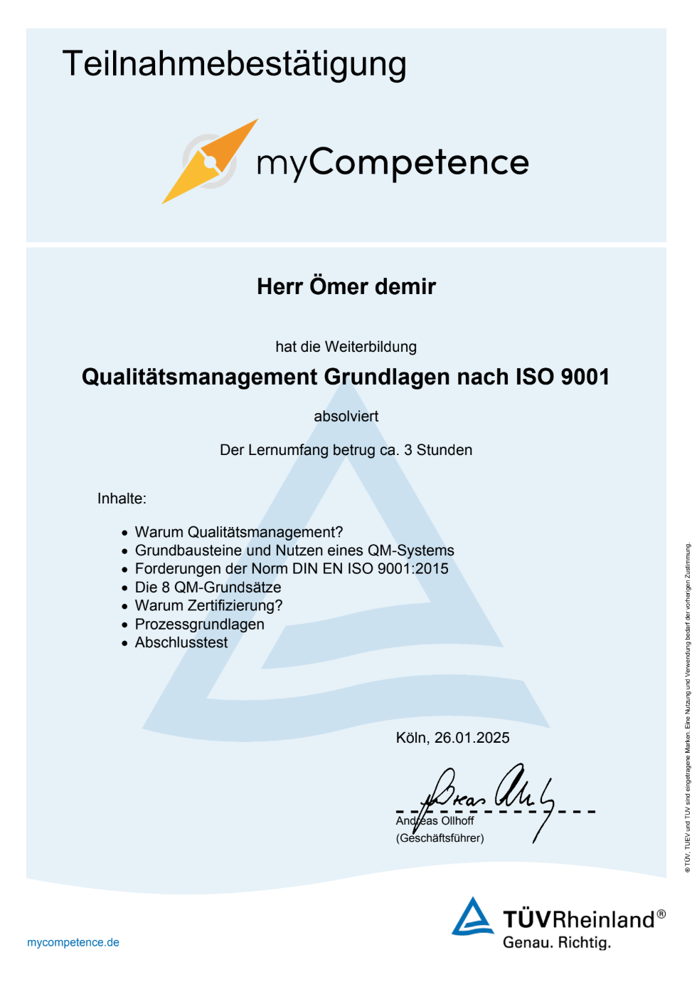 F&D GmbH Zertifikat 9